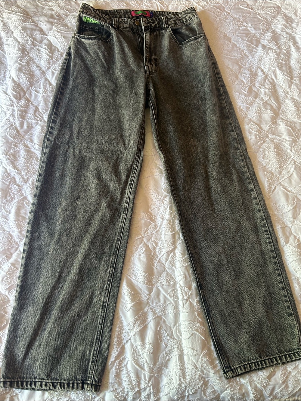 Black Washed Straight-Leg Jeans